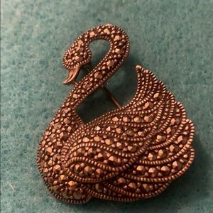 Sterling silver Marcasites stone vintage brooch